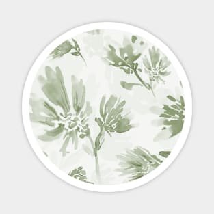 Sage green flowers watercolor Magnet